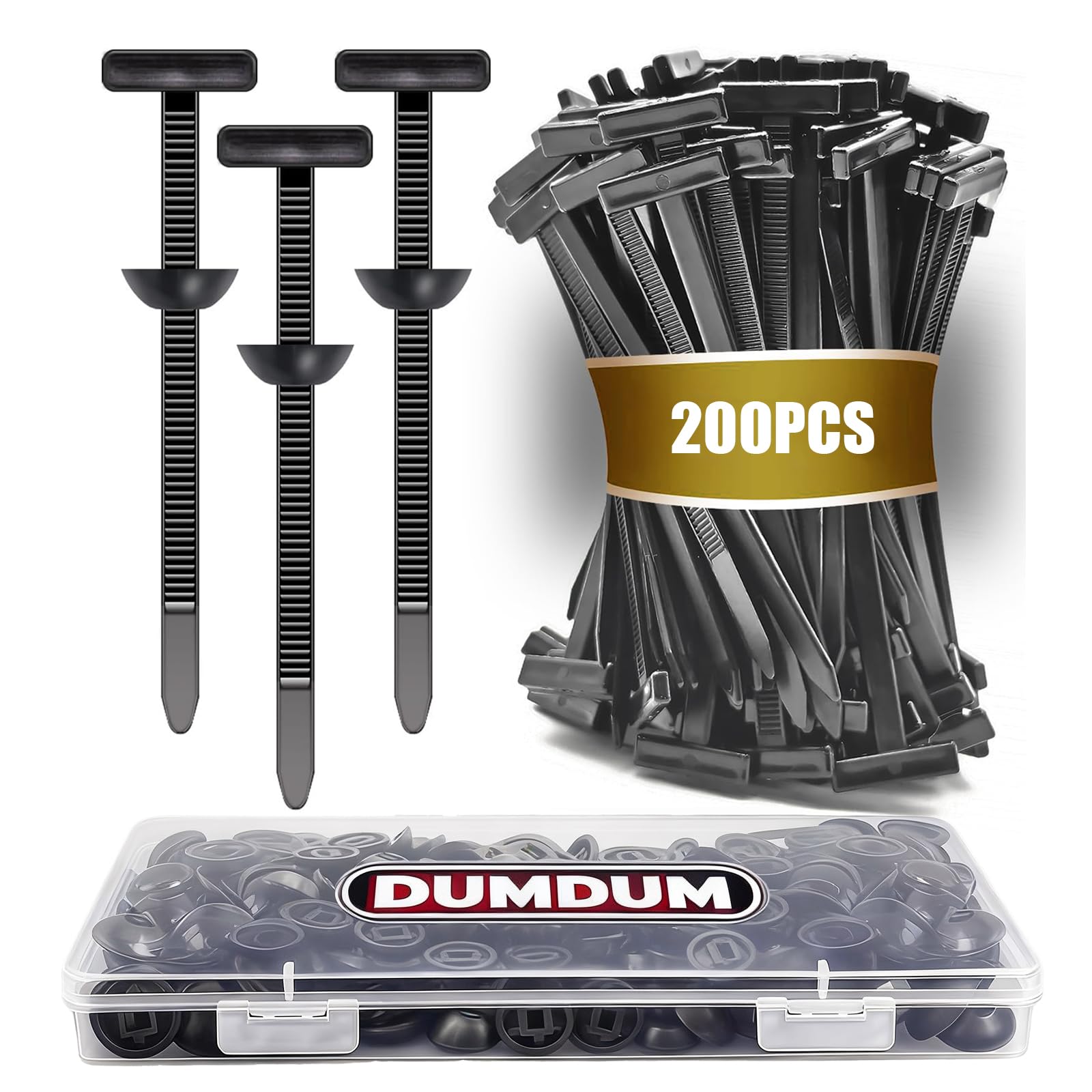 Photo 1 of 200 Pcs Nylon Universal Cable Tie Buckle with PP Storage Box - Multifunctional Zip Ties with Pin & Button, UV Resistant Fasteners for Car Repair, Bumper & Fender Clips (200PCS)