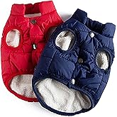 Syhood 2 Pieces Dog Jacket 2 Layers Fleece Lined Dog Jacket Warm Soft Windproof Small Pet Coat for Winter Cold Weather(S,Navy,Red)