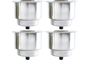 DasMarine 4 pcs Stainless Steel Cup Drink Holder with Drain for Marine Boat RV Camper
