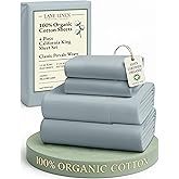 LANE LINEN Sheets for California King Size Bed- 4Pc 100% Organic Cotton Cal King Size Sheets Set, Soft Percale Sheets, Luxury Hotel Sheets, 15" Deep Pocket California King Sheet Set - French Blue
