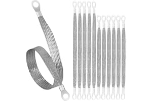 DKARDU 12 Pcs Automotive Car Ground Strap 10/12 Inch Engine Automotive Ground Strap Connector with Ring Terminal Copper Tin P