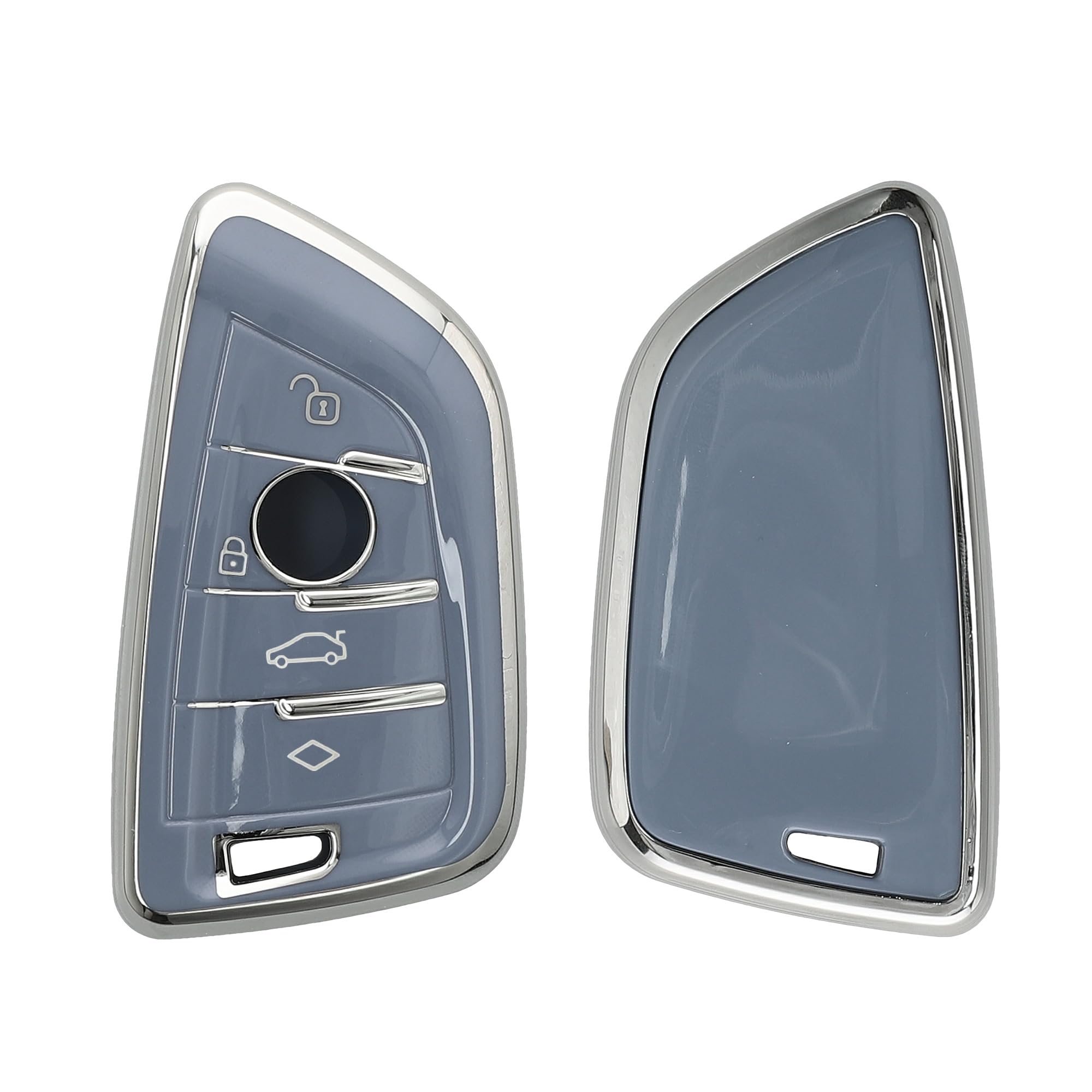 kwmobile Key Cover Compatible with BMW 3 Button Car Smart Key - Fob Case Protector - Blue/Silver