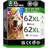 62XL Ink Cartridges Black and Color for HP 62XL Ink