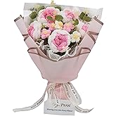 SimuPurol Crochet Roses Bouquet - Handmade Crochet Flowers, Thoughtful All-Occasion Gift, Wedding, Birthday, Anniversary, Holiday & Home Décor, Ready-to-Gift, Pink