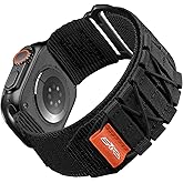Bandletic Nylon Bands Compatible with Apple Watch Ultra 3/Ultra 2 Band 49mm for Men 46mm 45mm 44mm 42mm(Series 3), Rugged Tactical Sport Strap for iWatch Series 11 10 9 8 7 6 5 4 SE 3 2 1, L-Black