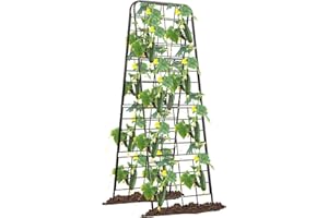 ALXCELLION Heavy Duty 50"x17" Adjustable A-Frame Trellis for Climbing Plants – Rust-Proof Metal Garden Trellis with Dense Grid Design, Perfect for Raised Beds, Tomatoes, Cucumbers & Outdoor Vines (Black, 1 Pcs)