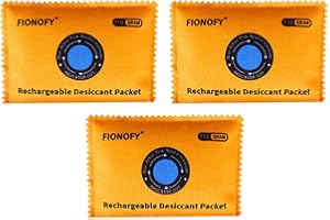 FIONOFY 110g [3 Packs] Reusable Desiccant Packs for Storage, Rechargeable Color-Changing Silica Gel Desiccant Packets - Moisture Absorbers for Storage Bins, Suitcase, Safes, Electronics & 3D Filaments