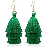RofYof Colorful Tassel Earrings Layered Tassel Earrings Bohemian Dangle Drop Earrings for Women Girls Fashion Jewelry Valentine Birthday Party Gift