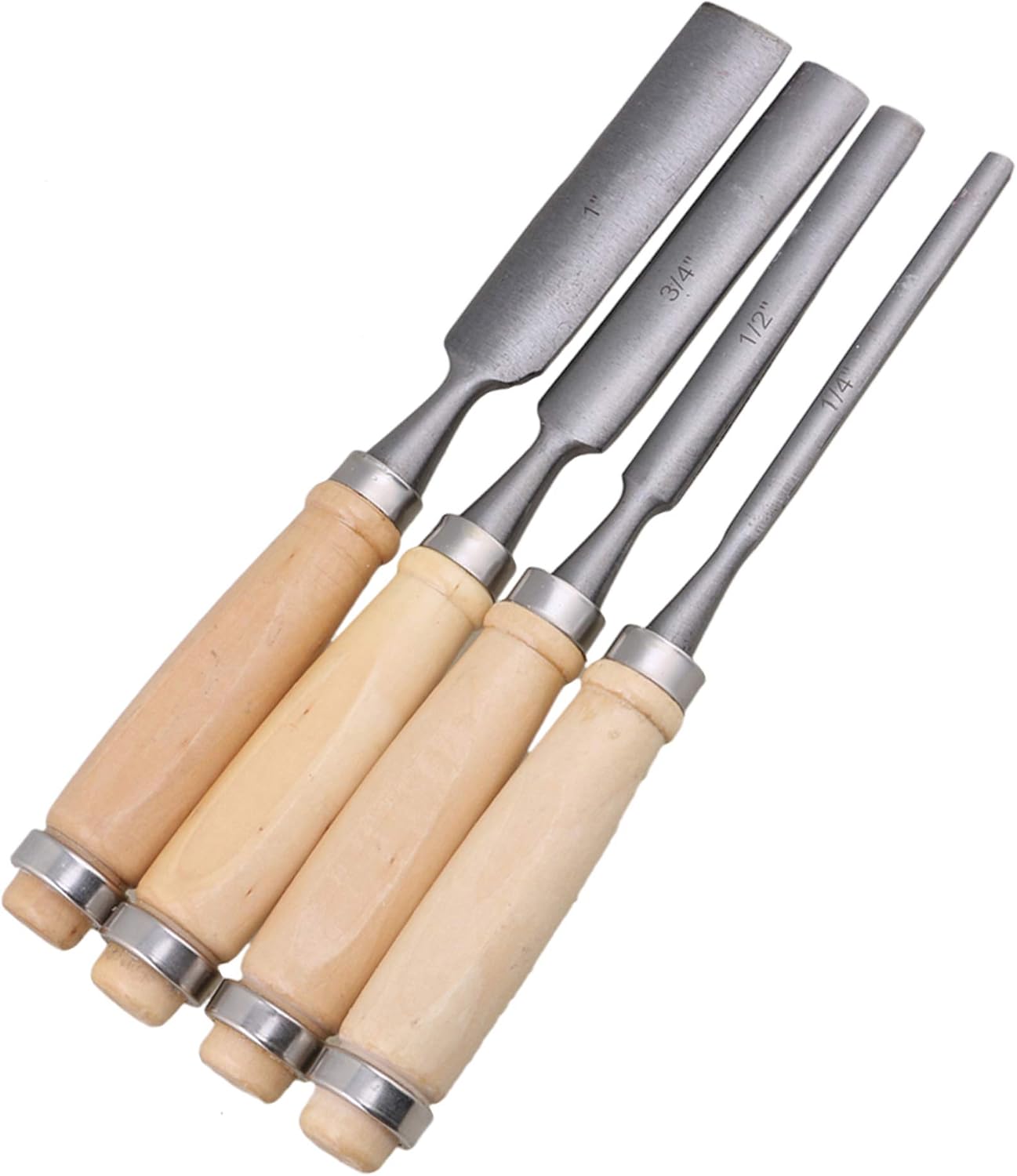 Yibuy 4Pcs x Carpenter Carving Firmer Gouge Woodworking Wood Chisel Set Hand Tool, 24 cm x 1/4" to 1" - Image 3