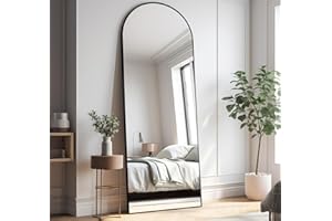 FVANF Full Length Mirror, 58" x 18" Aluminum Alloy Frame Floor Mirror, Shatter-Proof Glass - Free Standing, Leaning Against Wall or Wall-Mounted, for Bedroom Living Room Dressing Room, Black