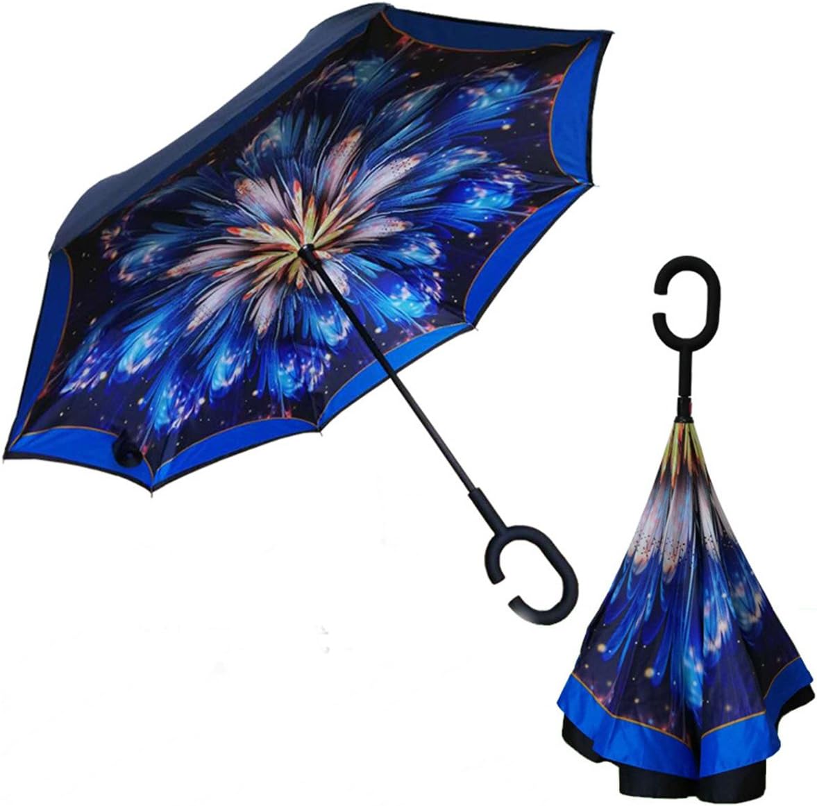 LAMAX 2018 Newest Inverted Umbrella, The Best Reverse Windproof Umbrella Inside Out Umbrella with C-shaped Hands Free Handle For Women and Men