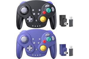 INNEXT 2 Pack 2.4 GHz Wireless NGC Switch Online Controller, GameCube & USB Receiver, Compatible with Windows PC iOS Mac Raspberry Pi Steam GameCube/Switch (Rechargeable) (Plug and Play) (Vibration)