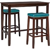Linon Claridge 3Pc Bar Set Brown Blue