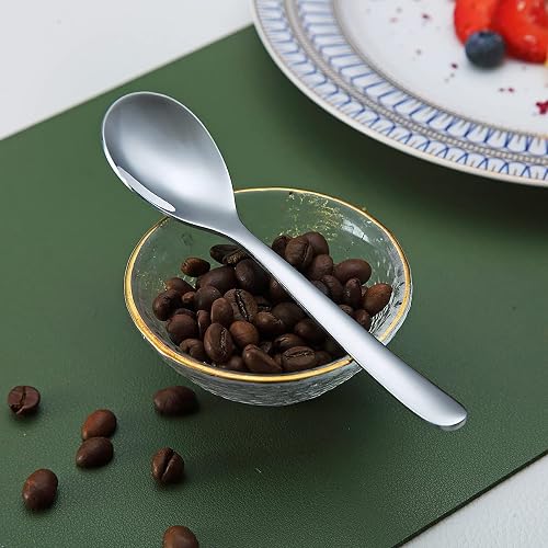 Set Of 6 Small Stainless Steel Spoons – 5.5" Coffee, Dessert, Espresso Spoons, Mirror Finish - View #7