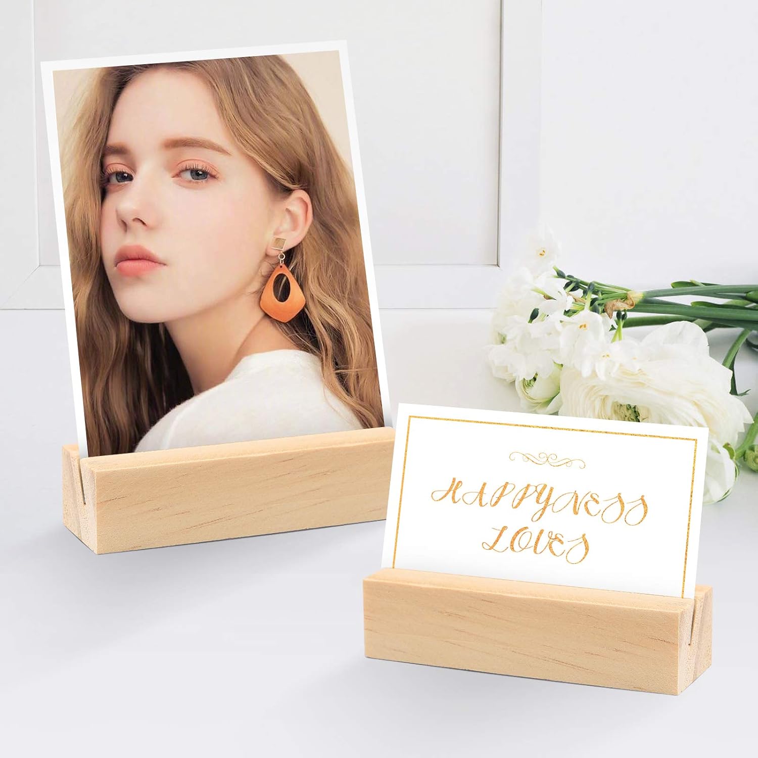 TOYANDONA 10Pcs Wooden Table Place Card Stands Party Table Number Clip Holder Photo Picture Display Stand for Party Home Office - Image 4