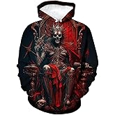 Srcnhim Men's Novelty Skull Print Hoodie Sweatshirt Pullover with Pocket