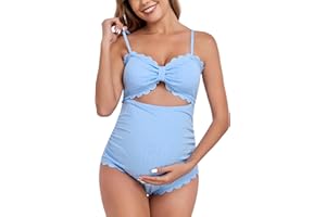 EastElegant Maternity One Piece Swimwear Back Cutout Pregnancy Bikini Scalloped Pregnant Bathing Suit