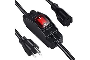 Makevivi Outdoor Waterproof On/Off Switch Extension Cord, Heavy Duty 125v/250v Black SJTW Cord (1.5 Ft, Black)
