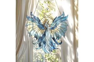 XISZYS Guardian Angel Christmas Ornament Spiritual Religious Suncatcher Window Hanging Acrylic Stained Glass Effect Art Garden Decor Unique Gift for Mom Grandma Women