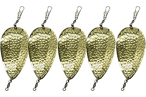 KOKOPROS Kokanee Salmon Jet Dodgers & Spring Hammered Jet Dodger 4 to 4.5 Inch – Steel Plated Metal Fishing Lures – 5-Pack Sets for Salmon & Trout