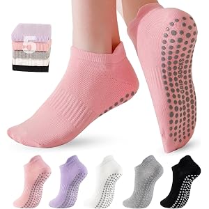 kesauyuri Women's Pilates Grip Socks, Non Slip Grippy Yoga Socks
