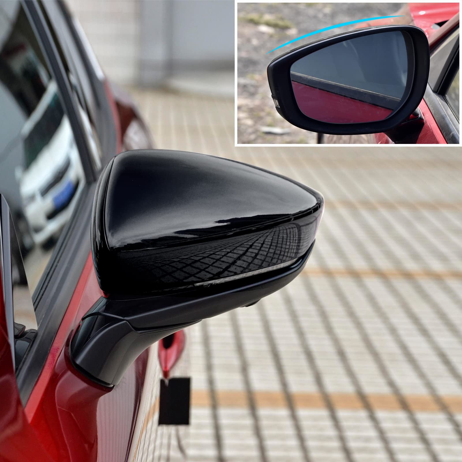 2pcs Compatible with Mazda 3 Accessories 2025 2024 2023-2020 Aggressive Look Car Exterior Door Side Rearview Mirror Cover Trims Cap Protector -Glossy Black