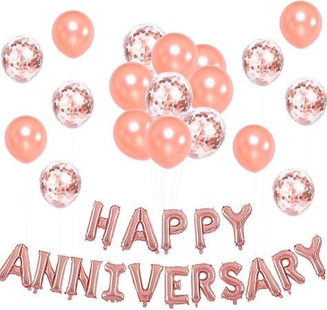 Amazon 記念日デコレーション 飾りつけ 風船 女の子 結婚記念日 恋愛記念日 クリスマス 新年の御祝い パーティー ローズゴールドバルーン ローズゴールド紙吹雪 風船 バルーン おもちゃ