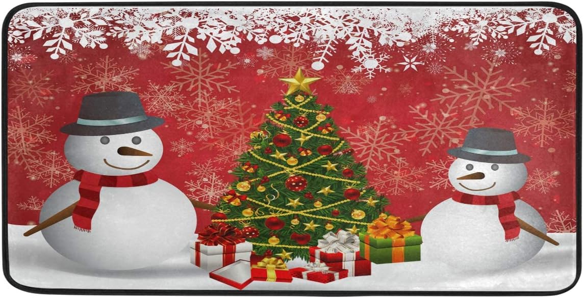 Feliz Navidad muñeco de nieve alfombra de piso de cocina, 39 x 50