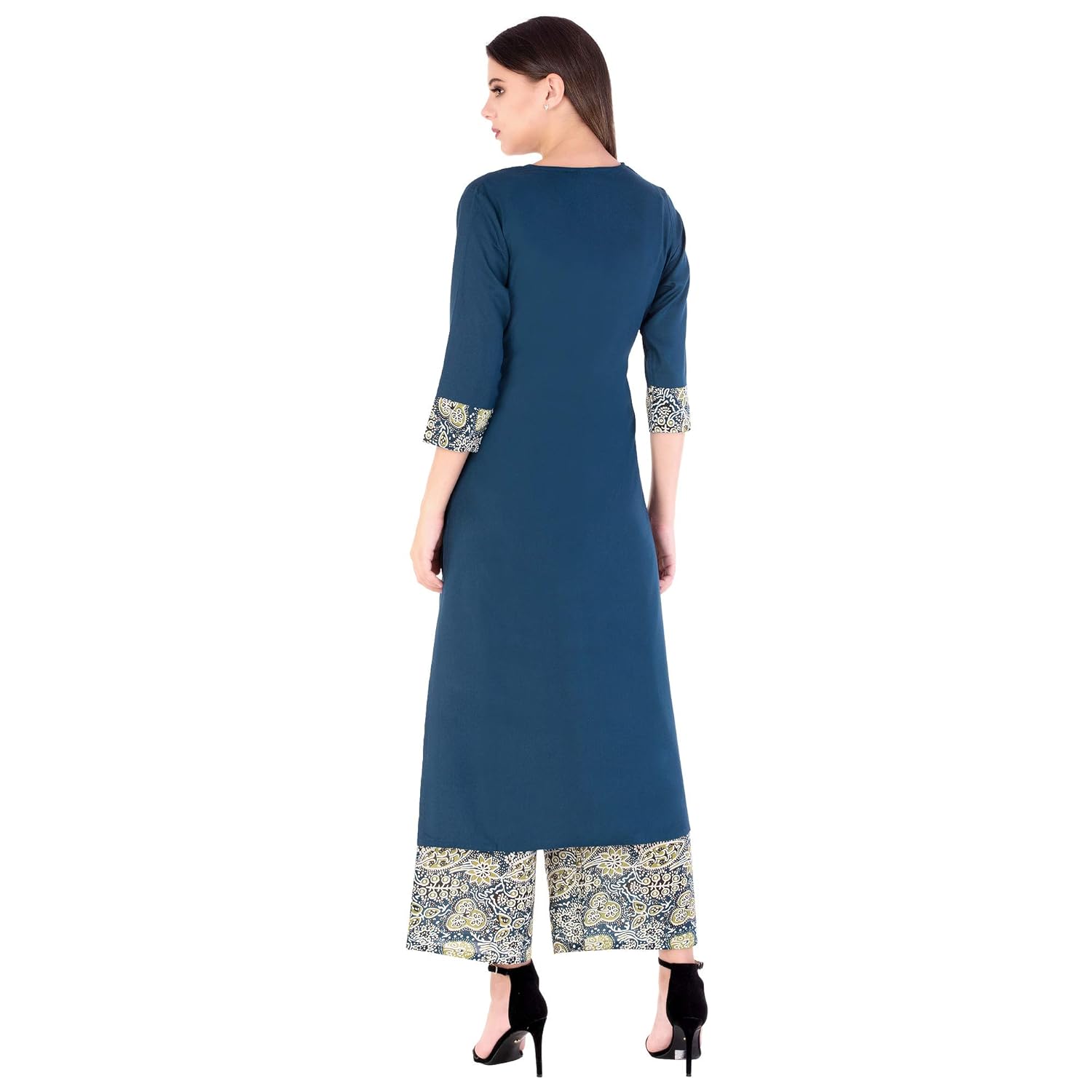 khushal k women's rayon solid kurta with palazzo set
