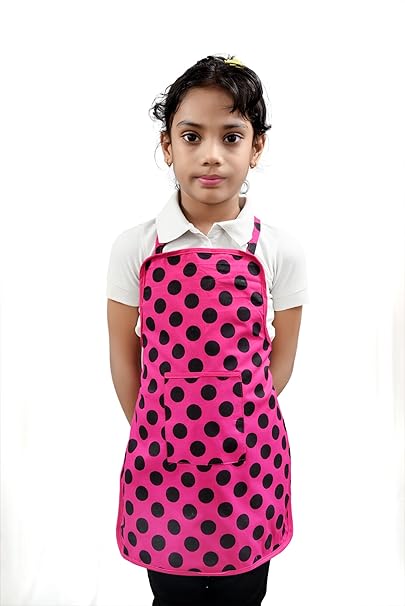 Switchon Waterproof Cotton Polka Dots Multi Purpose Apron for Kids - Pink