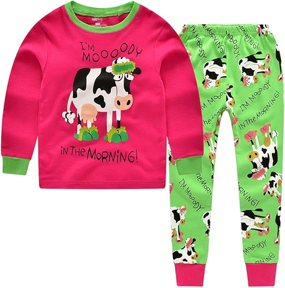 CNBABY "Dairy Cow Toddler and Little Girls Pajamas Long Sleepwear