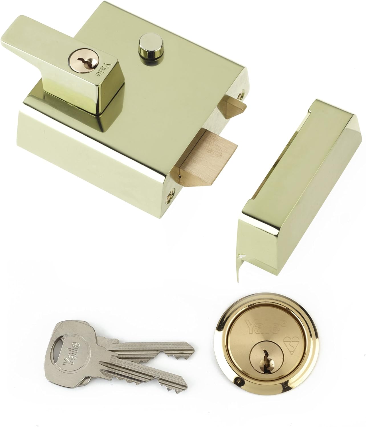 Yale P-1-BLX-PB-60 Double Locking Nightlatch, High Security can be locked from inside with key 2, Brasslux, 60 mm - Image 3
