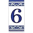 Kantu 2113017 Castilla Ceramic Tile Address Number, 3.94 in. L x 1.97 in. W x 0.31 in. H, Blue