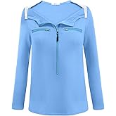 Deyeek Chemo Port Shirts for Women 2 Side Snaps Long Sleeve Shoulder Post Surgery Clothing Dialysis Breast Cancer Shirts