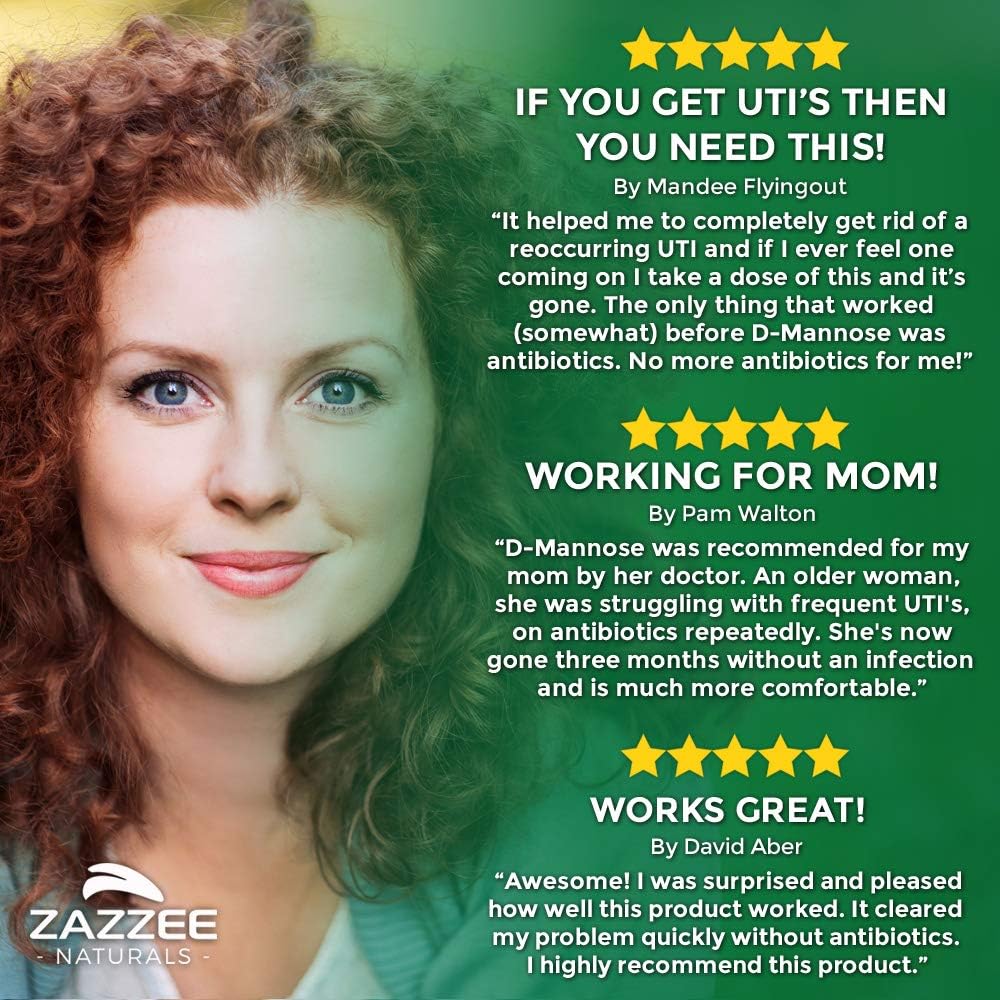 Zazzee D-Mannose Powder Plus, 67 Servings, 6.5 Ounces, Plus 5 Billion CFU Probiotics, Enhanced with Pure Cranberry Juice, Includes Free Scoop, Fast-Acting, Vegan, Non-GMO and All-Natural: Health & Personal Care