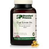 Standard Process Cod Liver Oil, Eye &amp; Bone Health Support, 180 Softgels | Aids Healthy Skin and Eyes with Omega-3 Fatty Acids and Vitamins A and D, Bone and Tooth Health Support Supplement