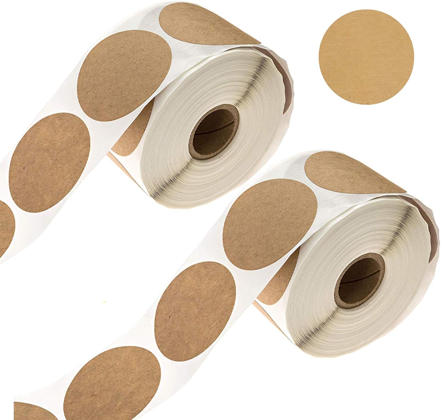 Kraft 1000 Pieces 1 inch Round Brown Kraft Labels - Writable Sticker Paper for Jars & Canning