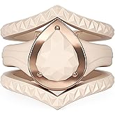 Rinfit Silicone Rings Women - Rubber Wedding Bands Stackable Ring Enhancer- Metal Framed Pear Bridal Ring Sets - Patented Design