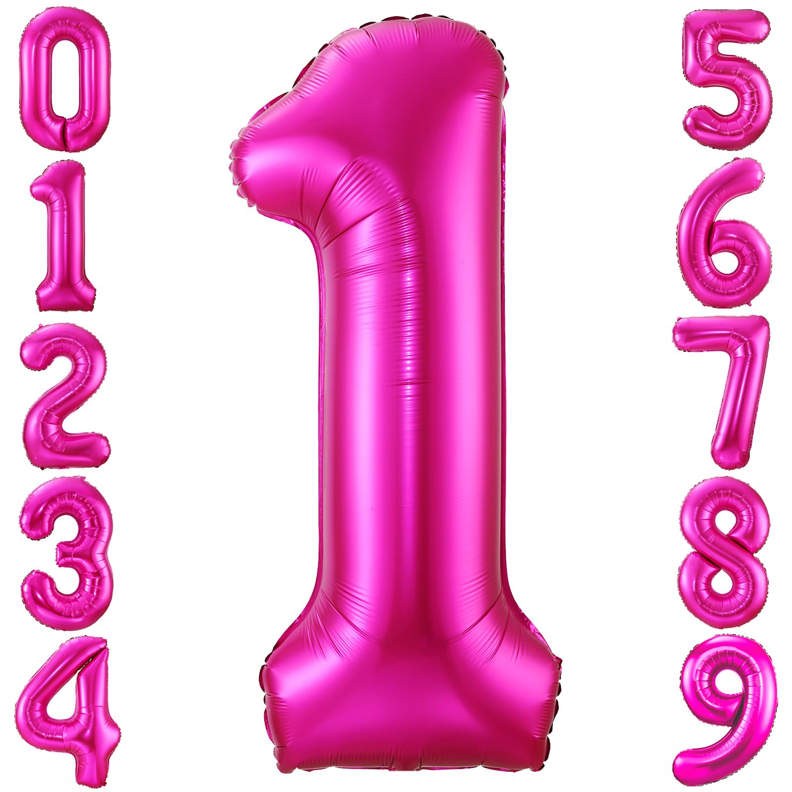 Hot Pink 1 Balloon,40 Inch Number 1 Balloon,1st Birthday Balloon Decorations, Foil Mylar Helium 1 Balloon Number for Birthday Party Decorations