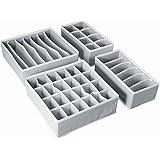 AOTUNO Closet Underwear Organizer，Foldable Storage Box Drawer Divider Kit Set of 4 （gray）