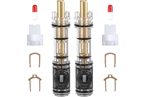 Enhon 2 Pack Dual Seal Cartridge Replacement Compatible with Moen 1225 1225B, One Handle Lavatory and Bathroom Faucet Cartridge Fits Single Handle Faucet/Showers, Brass