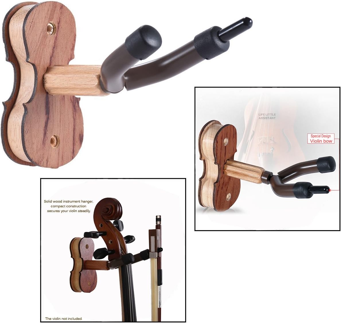 OFKPO Hardwood Violin wall mount Violin Wall Hook Holder Violin stand Hanger for Home & Studio Wall Mount - Image 3