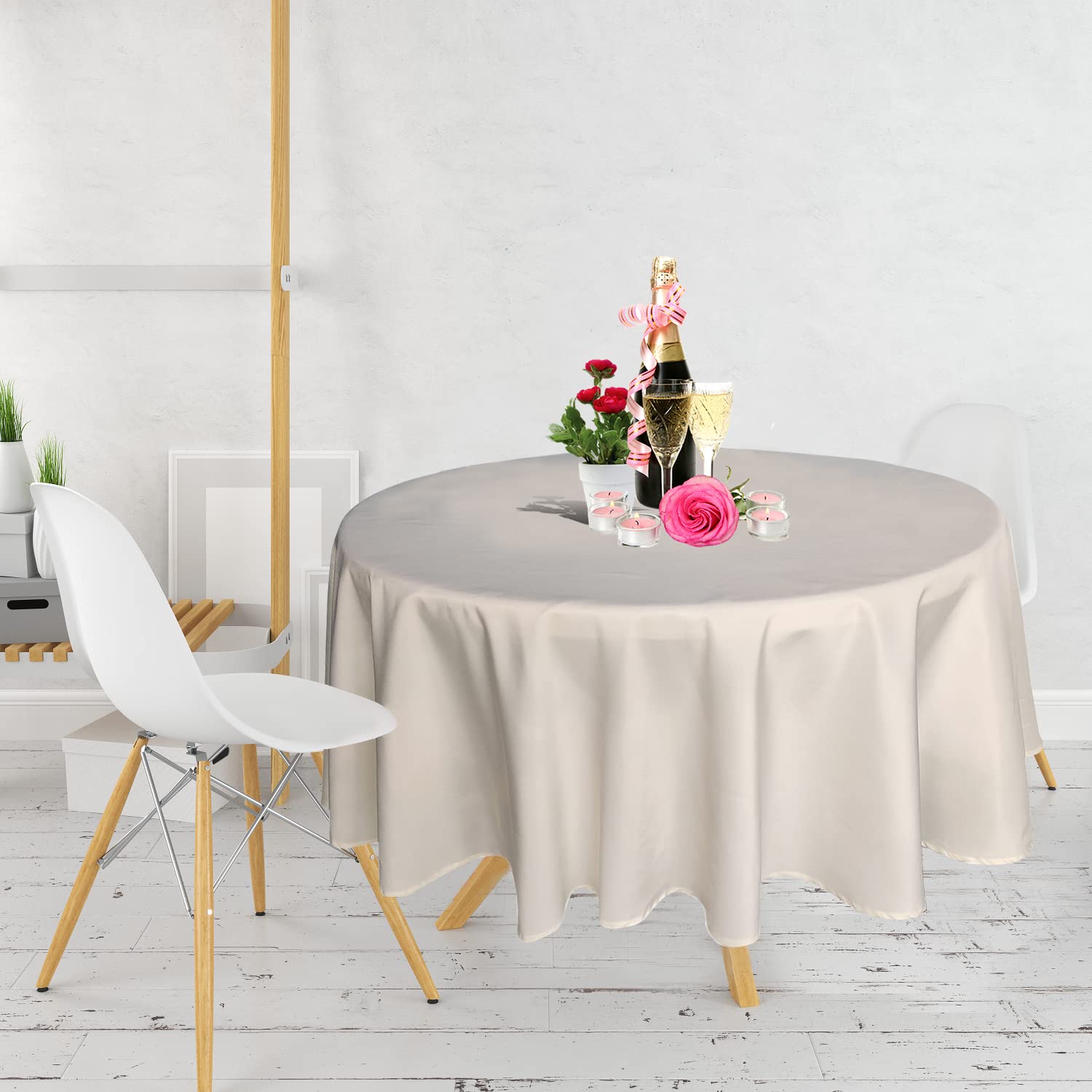 Covering All Occasions Tablecloth, 7, Polyester, Round - 90" - Ivory - 1pc