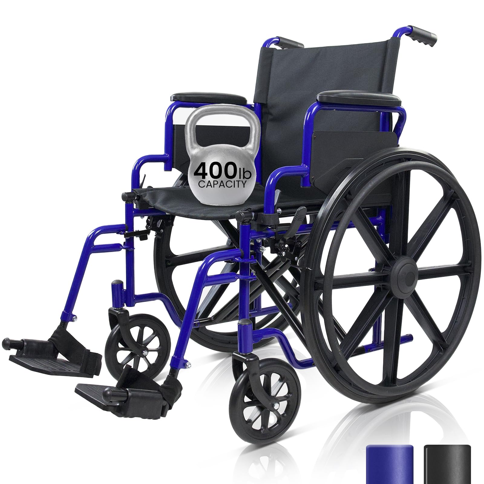 Vive Bariatric Wheelchair for Adults (Supports 400 lbs) - Foldable, Heavy Duty, Manual & Transport Wheel Chair - Portable Senior Drive Travel Scooter for Transfers - Wide 20