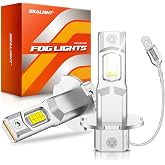 SEALIGHT H3 LED Bulb, 44,000LM Super Bright H3 LED Fog Light Bulbs, 6000K Cool White Fit for Fog Lights &amp; DRL, Plug-n-Play Canbus Ready, Pack of 2