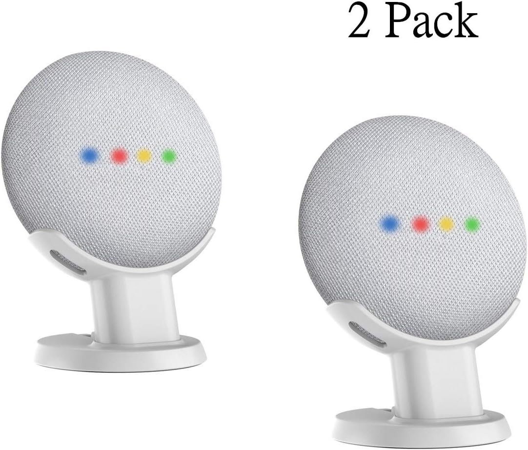 SPORTLINK Desk Mount for Home Mini and Nest Mini （2nd gen）, Improves Sound Visibility and Appearance, Smart Speaker Pedestal, Table Stand for Home Mini (2 Pack-White)
