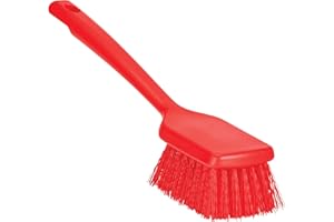 VIKAN Remco ColorCore 12" Short Handle Scrubbing Brush, Stiff, Red,410714