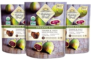 Turkish Dried Figs - Sunny Fruit - (3 Bags) - (5) 1.76oz Portion Packs per Bag | Purely Figs - NO Added Sugars, Sulfurs or Preservatives | NON-GMO, VEGAN, HALAL & KOSHER