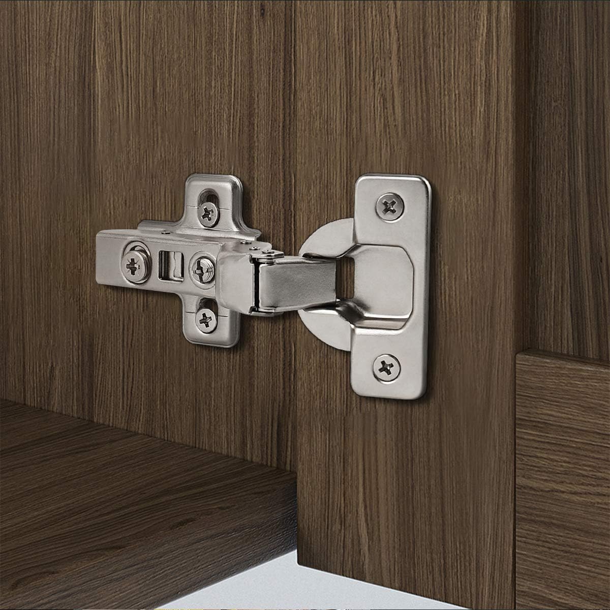 PinLin 10 Pack 105 Degree Soft Close Kitchen Cabinet Hinge 35mm Plate Inset Cupboard Door Hinges, Screws Included - Image 4