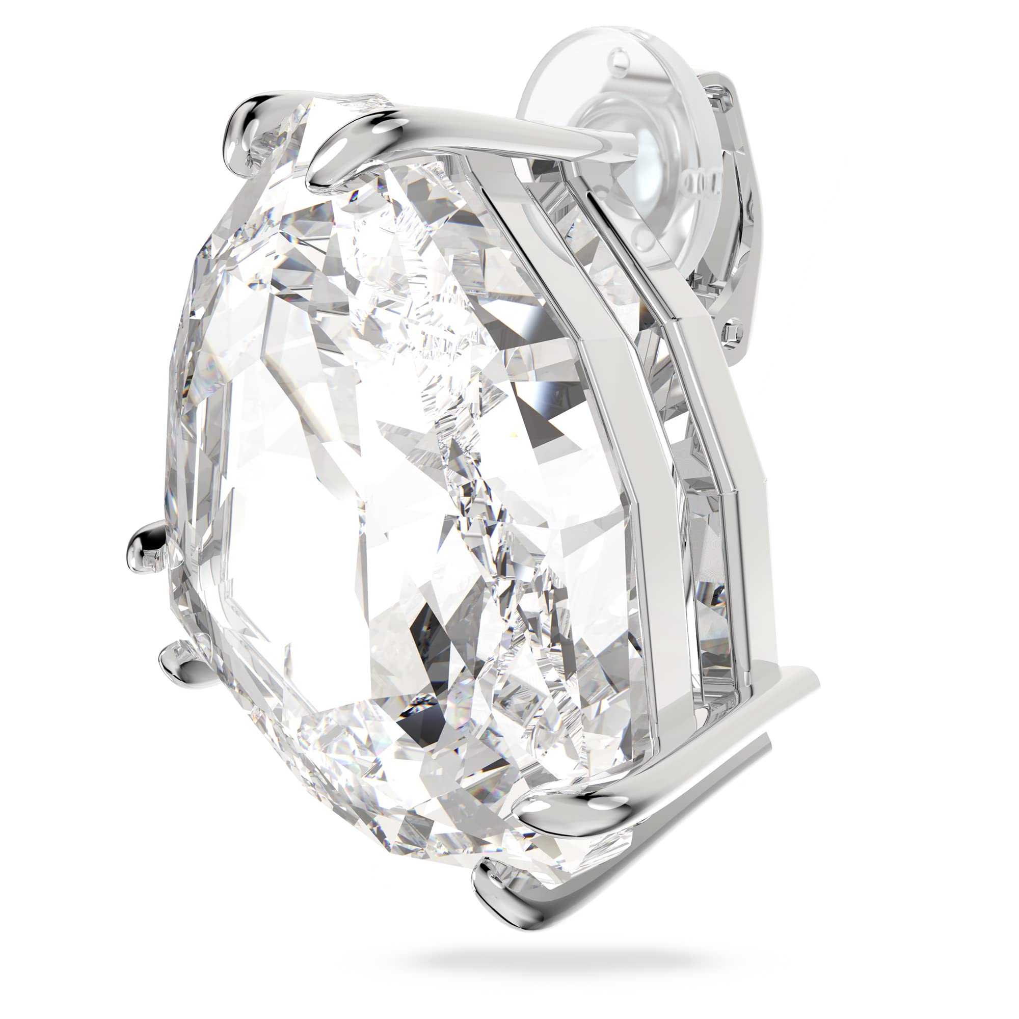 Swarovski Mesmera clip earring, Single, Triangle cut crystal, White, Rhodium plated
